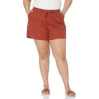 Zabiva Essentials Womens 5 Inseam Drawstring Linen Blend Short (Available In Plus Size), Terracotta, Small