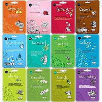 Celavi Face Mask Set Korean Beauty Essence Facial Paper Sheet Mask Korea Skin Care Moisturizing 12 Flavors (New) K-Beauty Skincare 12 Masks In A Pack Made In Korea