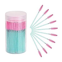 Cuttte 100Pcs Disposable Mascara Brushes Wands With Container, Crystal Eyelash Brush Spoolie Brushes For Eyelash Extensions And Mascara Use