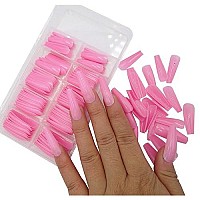 100Pc Extra Long Pink Colored Coffin Press On Nails Ballerina False Fake Acrylic Nail Tips Full Cover Fingernail Designs Artificial Nails For Women Girls Salon Nail Art Diy (Pink)