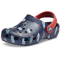 Crocs Kids Classic Graphic Clog, Rocketsclouds, 4 Toddler