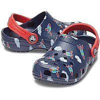 Crocs Kids Classic Graphic Clog, Rocketsclouds, 4 Toddler