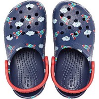 Crocs Kids Classic Graphic Clog, Rocketsclouds, 4 Toddler