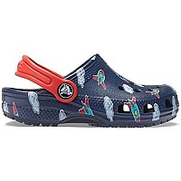 Crocs Kids Classic Graphic Clog, Rocketsclouds, 4 Toddler