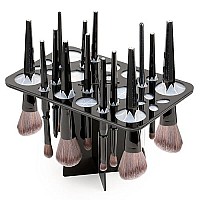 Luckyiren Makeup Brushes Drying Rack, Brushes Dryer, Collapsible 28 Slot Acrylic Brush Holder Stand Tree Tray Support Display For Makeup Artist Acrylic Nail Brushes Paintbrushes Makeup Lovers, Black