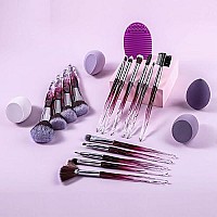 XMOSNZ Makeup Brushes 15pcs Make up Brushes Crystal Handle Highlighter Makeup Foundation Makeup Make Up Brush Sets Eyebrow Brush Professional with 4 Makeup Sponge and Brush Egg