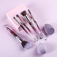 XMOSNZ Makeup Brushes 15pcs Make up Brushes Crystal Handle Highlighter Makeup Foundation Makeup Make Up Brush Sets Eyebrow Brush Professional with 4 Makeup Sponge and Brush Egg