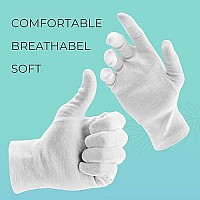 ANSMIO 2 Pairs Cotton Gloves, White Gloves for Dry Hands, Cotton Gloves for Eczema, Moisturizing Night Gloves, White Gloves 100% Cotton, Size M (2 Pairs)