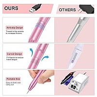 COSITTE Electric Nail Drill,USB Electric Nail Drill Machine for Acrylic Nail Kit,Portable Electric Nail File Polishing Tool Manicure Pedicure Kit Efile Nail Supplies for Home Salon,Pink