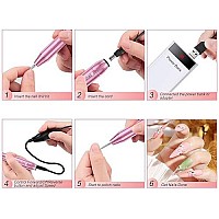 COSITTE Electric Nail Drill,USB Electric Nail Drill Machine for Acrylic Nail Kit,Portable Electric Nail File Polishing Tool Manicure Pedicure Kit Efile Nail Supplies for Home Salon,Pink