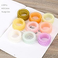 79Style 30Pcs Spiral Hair Ties Matte Coil Hair Ties Matte Ponytail Holders Plastic Phone Cord Hair Bands Thick Spiral Hair Coils Bulk For Women Girls (Matte Candy 10 Colors-Large Size)