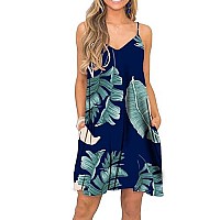 Beufri Womens Dresses With Pockets Casual Spaghetti Strap Loose T Shirt Dress Tropical Palm Xl