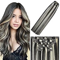 Clip In Hair Extensions Human Hair Balayage Dark Brown To Blonde Highlights Hair Extensions 70G #2P613 22Inch 7Pcs