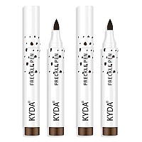 Kyda 2 Pcs Freckle Makeup Pen,Natural Lifelike Freckle Makeup Pen Magic Freckle Color,Waterproof Longlasting Soft Dot Sopt Pen,For Natural Effortless Sunkissed Makeup-Dark Brown