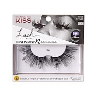 Kiss Lash Couture Triple Push Up Xl Collection, 3D Volume False Eyelashes In Extra Long Length With Triple Design Technology, Cruelty-Free, Contact Lens Friendly, And Reusable, Style Slip, 1 Pair