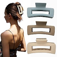 Nalodu Hair Claw Clips Large 4 Inch Matte No Slip Big Rectangle Jaw Clip Clamp For Thick Hair Women And Girls, 3 Pack