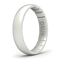 Enso Rings Thin Elements Silicone Ring Infused With Precious Elements - Stackable Wedding Engagement Band - 43Mm Wide, 175Mm Thick (Pearl, 4)