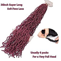 Soft New Faux Locs 36Inch 6Packs Super Longs Goddess Locs Crochet Hair Natural Pre-Looped Natural Crochet Braid Curly Wave Braiding Haira (36 Bug 6Packs)A