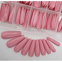 100Pc Colored Coffin Press On Nails Long Ballerina False Fake Nail Tips Full Cover Manicure Design Acrylic Nails For Women Teen Girls (Dark Pink)