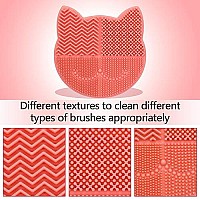 Makeup Brush Cleaning Mat with Drying Holder for Sink- Christmas Silicone Washing Cosmetic Brush Cleaner Pad (Orange)