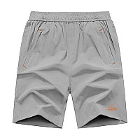 Rdruko Mens Hiking Running Shorts Quick Dry Athletic Performance Shorts Zip Pockets(Light Grey, Us M)