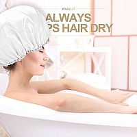 Shower Cap For Women Reusable Extra Large Shower Cap For Men (White 4 Pack Large) Satin Double Layer Eva Waterproof Long Hair Cap