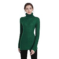 V28 Women Turtleneck Korea Knit Stretchable Elasticity Long Sleeve Sweater Jumper (M, Turt Green)