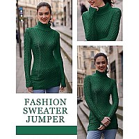 V28 Women Turtleneck Korea Knit Stretchable Elasticity Long Sleeve Sweater Jumper (M, Turt Green)