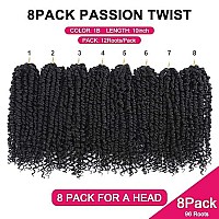 Passion Twist Hair - 8 Packs 10 Inch Passion Twist Crochet Hair For Women, Crochet Pretwisted Curly Hair Passion Twists Synthetic Braiding Hair Extensions (10 Inch 8 Packs, 1B)