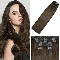 Clip In Hair Extensions Human Hair Medium Brown 18Inch 70G 4 7Pcs Hair Extensions For Women For Brown Hair Remy Hair