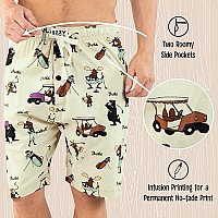 Lazy One Pajama Shorts For Men, Mens Pajama Bottoms, Sleepwear, Caddy, Golf Cart, Bear, Moose, Beaver (Golfing, Medium)