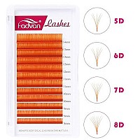 Volume Eyelash Extension 007 D Curl 8-14Mm Mixed Tray Orange Color Volume Lashes Colored Lash Extensions Easy Fan Colored Lashes Rapid Blooming Lashes 2D-20D Use By Fadvan (Orange-D, 8-14Mm)