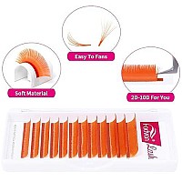 Volume Eyelash Extension 007 D Curl 8-14Mm Mixed Tray Orange Color Volume Lashes Colored Lash Extensions Easy Fan Colored Lashes Rapid Blooming Lashes 2D-20D Use By Fadvan (Orange-D, 8-14Mm)