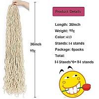 Soft New Faux Locs 36Inch 6Packs Super Longs Goddess Locs 613 Blonde Crochet Hair Natural Pre-Looped Natural Crochet Braid Curly Wave Braiding Haira (36Inch 613 6Packs)A