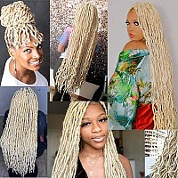 Soft New Faux Locs 36Inch 6Packs Super Longs Goddess Locs 613 Blonde Crochet Hair Natural Pre-Looped Natural Crochet Braid Curly Wave Braiding Haira (36Inch 613 6Packs)A