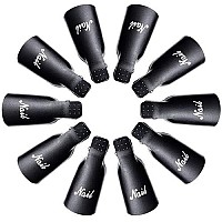 Akstore 10 Pcs Nail Polish Remover Clips, Finger Gel Nail Polish Remover Clips Acrylic Nail Art Soak Off Clip Caps (10 Fingers Black)