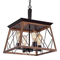 Qs Farmhouse Rustic Chandeliers,Antique Geometric Pendant Light,Bronze Orb,4-Lights Industrial Hanging Light Fixtures For Dining Room Kitchen Island Entryway Foyer Ul Listed