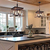 Qs Farmhouse Rustic Chandeliers,Antique Geometric Pendant Light,Bronze Orb,4-Lights Industrial Hanging Light Fixtures For Dining Room Kitchen Island Entryway Foyer Ul Listed