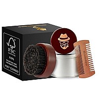 Beard Brush, 100 Boar Bristle Black Walnut Wood Beard Comb Brush For Men To Tame And Soften Your Facial Hair