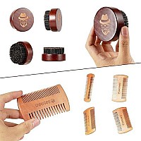 Beard Brush, 100 Boar Bristle Black Walnut Wood Beard Comb Brush For Men To Tame And Soften Your Facial Hair