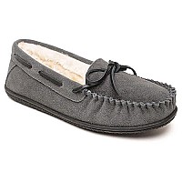 Minnetonka Camp Tie Moc - Moccasin Outdoorindoor Slippers For Women Charcoal, 11 M