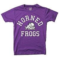 Wes And Willy Ncaa Kids Ss Organic Cotton Tee Shirt, Tcu Horned Frogs, Grape, Xl