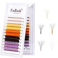 Easy Fan Volume Lashes Colored Lash Extensions D Curl White Yellow Orange Brown Purple Colored Eyelash Extensions Volume Lash Extensions (007-D, 17Mm)