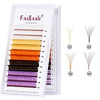 Easy Fan Volume Lashes Colored Lash Extensions D Curl White Yellow Orange Brown Purple Colored Eyelash Extensions Volume Lash Extensions (007-D, 16Mm)