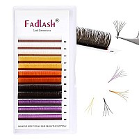 Colored Lash Extensions D Curl Easy Fan Volume Lashes White Yellow Orange Brown Purple Colored Eyelash Extensions Volume Lash Extensions (007-D, 13Mm)