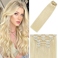 Clip In Hair Extensions Human Hair Platinum Blonde Hair Extensions Remy Hair Extensions 18Inch 70G 60 7Pcs