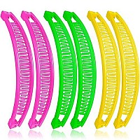 6 Pieces Banana Clip Clincher Combs Banana Combs Grip Comb Fishtail Fish Hair Lady Fish Shape Ponytail Banana Clip Girls Long Women Clamp Accessory (Yellow, Green, Rose Red)