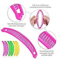 6 Pieces Banana Clip Clincher Combs Banana Combs Grip Comb Fishtail Fish Hair Lady Fish Shape Ponytail Banana Clip Girls Long Women Clamp Accessory (Yellow, Green, Rose Red)