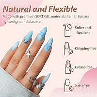 UNA GELLA Almond Fake Nails 216pcs Almond Press on Nails Pre-shape Almond Nails Tips for Full Cover Acrylic Almond Nails French False Nails For Nail Extension Nail Art, DIY Salon 12 Sizes Gelly Tips