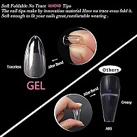 UNA GELLA Almond Fake Nails 216pcs Almond Press on Nails Pre-shape Almond Nails Tips for Full Cover Acrylic Almond Nails French False Nails For Nail Extension Nail Art, DIY Salon 12 Sizes Gelly Tips